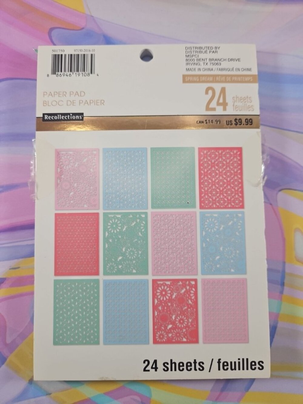 Recollections "Spring Dream" Paper Pad 24 Sheets Cutouts Drawing/Art New